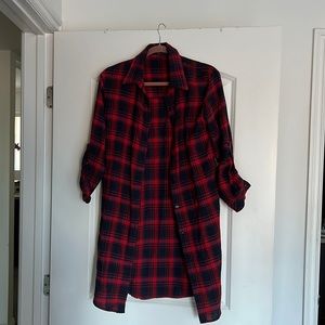 Button Down Plaid Shirt Flannel Long Sleeve